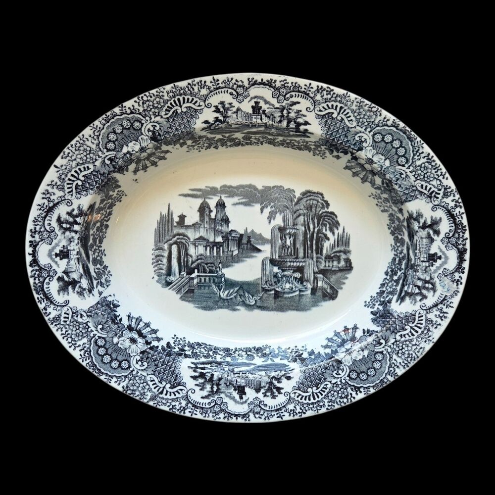 Antique Pickman La Cartuja de Sevilla Platter - "Vistas" Pattern